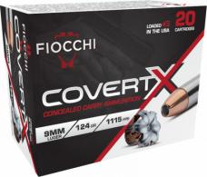 Fiocchi CovertX 9mm 124gr Jacketed Hollow Point 20 Per Box/10 Case - 9CCWB Fiocchi CovertX 9mm 124gr Jacketed Hollow Point 20 Per Box/10 Case - 9CCWB