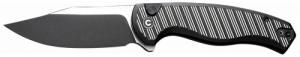 Civivi Knives C23040B-1 Stormhowl 3.30" Folding Clip Point Plain Black Stonewashed Nitro-V Steel Blade, Milled Black Aluminum Ha - C23040B1