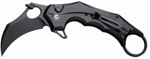 Civivi Knives C16016B-1 Incisor II 2.02" Folding Karambit Plain Black Nitro-V Steel Blade, Black w/Finger Ring Aluminum Handle - C16016B1