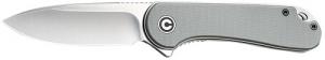 Civivi Knives C907B Elementum 2.96" Folding Tanto Plain Black Stonewashed D2 Steel Blade, 4.03" Gray Textured Micarta Handle - 1288