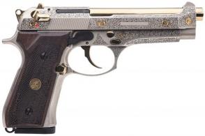Derya Firearms Melik Fight Limited Run 9mm Semi Auto Pistol, Nickel Engraved/Gold Accents, 15+1 - 15L.FLR.MELIK9.TR