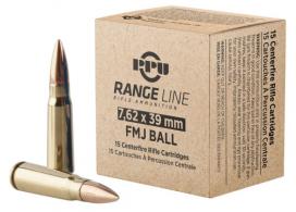 TR&Z Rifle Ammo, 7.62x39mm, 123 Grain, Full Metal Jacket, 15 Rounds - PPR739