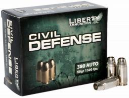 Liberty Ammunition Civil Defense 380ACP 50gr 20 Per Box/10 Case - 724