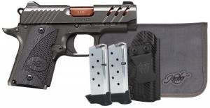 Kimber Mfg, Inc Micro 9 Bundle 7+1 3.15" Rose Copper TiN Match Grade Barrel, KimPro II Gray Lightening Cut/Serrated Stai - 3300254