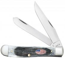 Case Trapper Stars & Stripes 3.24"/3.27" Folding Clip Point/Spey Plain Mirror Polished Tru-Sharp Stainless Steel Blade, Sawcut J - 53060
