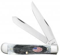 Case Sod Buster Stars & Stripes 3.70" Folding Skinner Plain Mirror Polished Tru-Sharp Stainless Steel Blade, Sawcut Jig Gray Bon - 53062