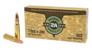 PATRIOT SPORTS LLC 7.62x39mm 124gr Full Metal Jacket 20 Per Box/50 Case - P762124F