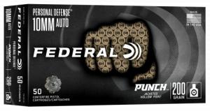 Federal Punch Handgun Ammo, 10mm, 200 Grain, Jacketed Hollow Point, 50 Rounds - PD10P1G