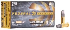Federal Gold Medal Rimfire Ammo, 22LR, 40 Grain, Lead Round Nose, 50 Rounds - 719