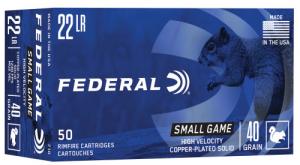 Federal Rimfire Ammo, 22 LR, 38 Grain, Copper-Plated Round Nose, 50 Rounds - 710