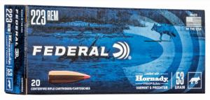 Federal Varmint & Predator Rifle Ammo, 223 Remington, 53 Grain, Hornady V-Max, 20 Rounds - V223VM53