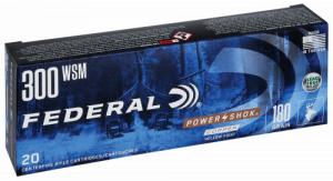 Federal Power-Shok Rifle Ammo, 300WSM, 180 Grain, Copper Hollow Point, 20 Rounds - 300WSM180LFA