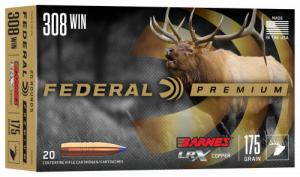 Federal Premium Ammo, 308 Winchester, 175gr Barnes LRX, 20rd Box - P308LRX1 Federal Premium Ammo, 308 Winchester, 175gr Barnes LRX, 20rd Box - P308LRX1