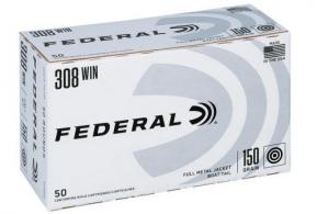 FEDERAL 308 WIN 150GR FMJ-BT 50RD/BX 5BX/CS FEDERAL 308 WIN 150GR FMJ-BT 50RD/BX 5BX/CS
