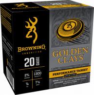 Browning Golden Clays Shotgun Ammo, 20 Gauge, 2.75", 7/8oz, #7.5, 25 Rounds - 826