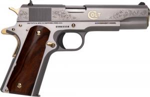 Cnc Firearms Colt 1911 Rampant .45 ACP 7+1 5" Stainless Steel Barrel, Stainless w/Gold Plating Engraved w/Colt Pony S - CNCCOLTRAMP