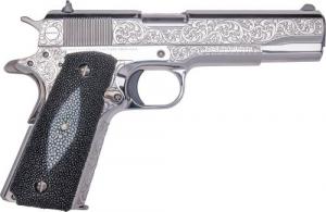 Cnc Firearms Colt 1911 Tuxedo 38 Super 5" Stainless Steel Barrel, High Polished w/Black DLC Engraving Stainless Steel S - CNCTUX38