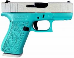 Glock G43X Black GMB Barrel, Frost Glitter Cerakote Steel Serrated Slide - PX4350204NFEREB Glock G43X Black GMB Barrel, Frost Glitter Cerakote Steel Serrated Slide - PX4350204NFEREB