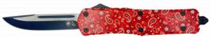 Templar Knife Gen II Slim 3.43" OTF Tanto Plain Black Oxide Stonewashed 440C Stainless Steel Blade, 5.05" Red Handle, Glass Brea