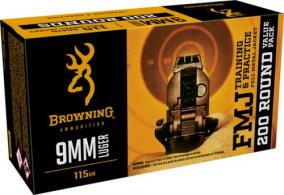 Browning Full Metal Jacket 9mm Ammo 115gr  200 Round Box - B191800096