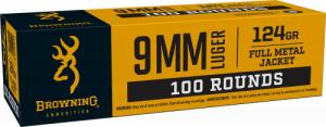 Browning Ammo 9mm 124gr Full Metal Jacket 100rd Value Pack - B9MM124VP Browning Ammo 9mm 124gr Full Metal Jacket 100rd Value Pack - B9MM124VP