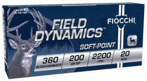 Fiocchi Field Dynamics Rifle Ammo, 360 Buckhammer, 200 Grain, Soft Point, 20 Per Box - 514 Fiocchi Field Dynamics Rifle Ammo, 360 Buckhammer, 200 Grain, Soft Point, 20 Per Box - 514