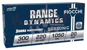 Fiocchi Range Dynamics .300 Blackout Subsonic 220gr Sierra Matchking, 20rd Box - 300BLKSUB