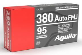 Aguila Ammunition .380 ACP 95gr Full Metal Jacket, 50rd Box - 1E802380 Aguila Ammunition .380 ACP 95gr Full Metal Jacket, 50rd Box - 1E802380