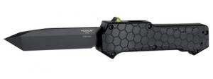 Hogue 34021 Compound 3.50" OTF Tanto Plain Black PVD CPM 30CV SS Blade, Black Textured Aluminum/G10 Handle - 131 Hogue 34021 Compound 3.50" OTF Tanto Plain Black PVD CPM 30CV SS Blade, Black Textured Aluminum/G10 Handle - 131