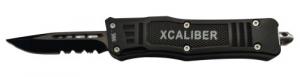 Xcaliber Knife Company 380 ACP Small 2.75" OTF Part Serrated Black 440C SS Blade, 3.91" Steel Handle - 1317