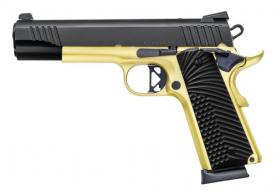 CHIAPPA 1911 SUPERIOR GRADE PISTOL 45 AUTO 5IN BARREL 8RD BLACK GOLD COMBAT HAMMER/TRIGGER FIBER OPT - 440.236