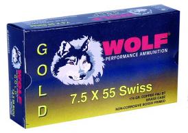 Wolf 7.5X55 Swiss 174 Grain Full Metal Jacket - G75SFMJ1 Wolf 7.5X55 Swiss 174 Grain Full Metal Jacket - G75SFMJ1