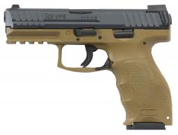 Heckler & Koch H&K VP9 FDE 9mm Luger Double 4.09 15+1 Flat Dark Earth Interchangeable Backstrap Grip Black Slide