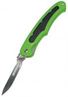 Havalon Piranta Bolt 2.75" Replaceable Plain 60A Stainless Steel G10 Black Inserts/Shock Green Handle Folding