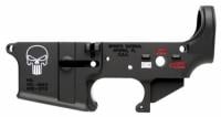 Spikes Tactical AR-15 Forged Stripped Lower Receiver Multi Caliber Forged Punisher Skull Color Filled Aluminum - STLS015CFA