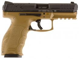 HK VP9 9mm Luger Double 4.09 15+1 Flat Dark Earth Interchangeable Backstrap Grip Black Slide