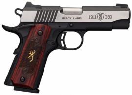 Browning 1911-380 Single .380 ACP 3.62 8+1 Rosewood w/Gold Buckmark I