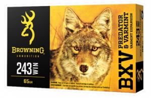 Browning Ammo BXV Predator and Varmint 243 Winchester 65 GR Varmint - B192302431 Browning Ammo BXV Predator and Varmint 243 Winchester 65 GR Varmint - B192302431