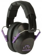 Walker's Pro Low Profile Muff Polymer 22 dB Folding Over the Head Black Ear Cups with Black Headband & Purple Accent - GWPFPM1BKPU
