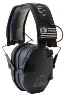 Walker's Razor Slim Patriot Electronic Muff Polymer 23 dB Over the Head Black Ear Cups with Black Headband & Flag Pat