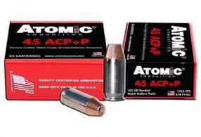 Atomic Pistol 45 ACP +P 185 gr Bonded Match Hollow Point 20 Bx/ 10 Cs