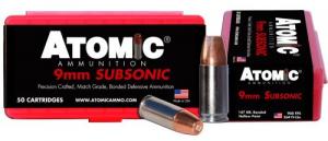Atomic Pistol Subsonic 9mm+P 147 gr Bonded Match Hollow Point 50 Bx/ 10 Cs