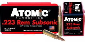 Atomic Rifle Subsonic Boat Tail Hollow Point 223 Remington Ammo 50 Round Box - 00429 Atomic Rifle Subsonic Boat Tail Hollow Point 223 Remington Ammo 50 Round Box - 00429