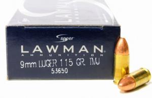 SPEER LAWMAN 9MM 115 TMJ 50/20 - 53650 SPEER LAWMAN 9MM 115 TMJ 50/20 - 53650