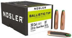 Nosler Ballistic Tip 30Caliber 220gr Round Nose 50/Box - 30181