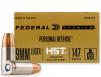Federal Premium Personal Defense HST Jacketed Hollow Point 9mm Ammo 147 gr 20 Round Box - P9HST2S