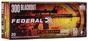 Federal Fusion MSR 300Blackout 150gr Bonded Soft Point 20 Per Box/10 Case - F300BMSR2 Federal Fusion MSR 300Blackout 150gr Bonded Soft Point 20 Per Box/10 Case - F300BMSR2