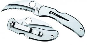 Spyderco Folding Knife w/Clip Point Blade/Stainless Steel Ha