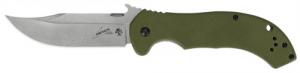 Kershaw 6030 CQC 10K 3.50" Folding Bowie Plain Stonewashed 8Cr14MoV SS Blade Olive Green G10/SS Handle Includes Pocket Clip - 280 Kershaw 6030 CQC 10K 3.50" Folding Bowie Plain Stonewashed 8Cr14MoV SS Blade Olive Green G10/SS Handle Includes Pocket Clip - 280