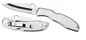 Spyderco Folding Knife w/Clip/Stainless Steel Handle/Plain E